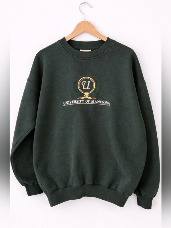 Other - University of Manitoba Crewneck Sweatshirt Women’s L Green Embr. Logo Vintage
